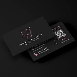 Carte De Visite Dentiste Cosmétique Élégant Clinique Dentaire Rose