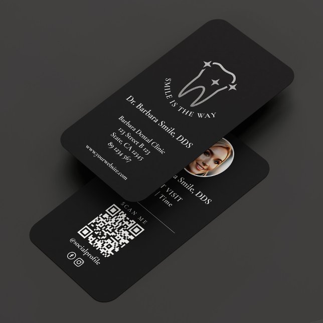 Carte De Visite Dentiste dentaire Orthodontiste esthétique Gris no (Dentist Dental Orthodontist Aesthetic Black Grey Business Card
)