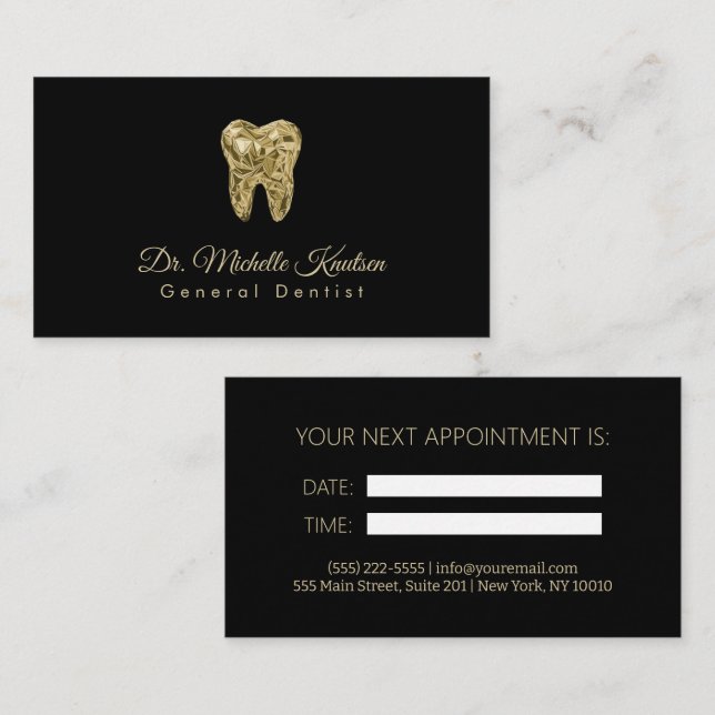 Carte De Visite Dentiste Dental Professional Dental Nomination Bla (Devant / Derrière)