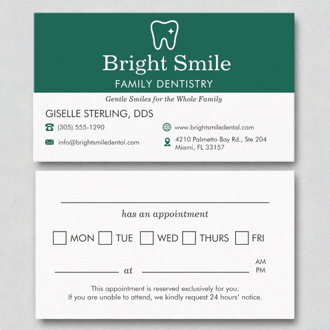 Carte De Visite Dentiste Dentiste Dentisté Rappel (Créateur téléchargé)