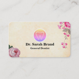 Carte De Visite Dentiste Élégant Floral Dent Soins Dentaires