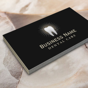 Carte De Visite Dentiste élégant Noir & Or Dental
