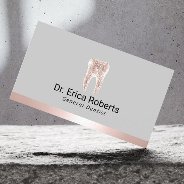 Carte De Visite Dentiste moderne Rose Gold Frontière Bureau dentai (Créateur téléchargé)