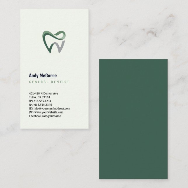 Carte De Visite Dentiste | Professionnel (Devant / Derrière)