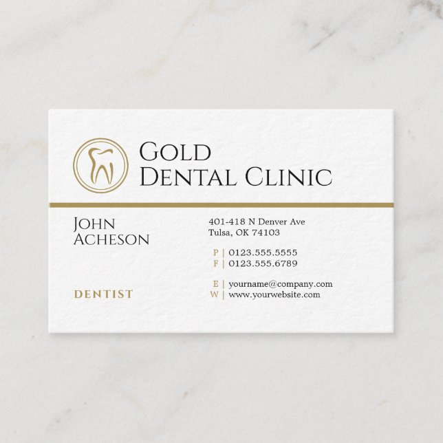 Carte De Visite Dentiste professionnel | Gold Dental Clinic (Devant)