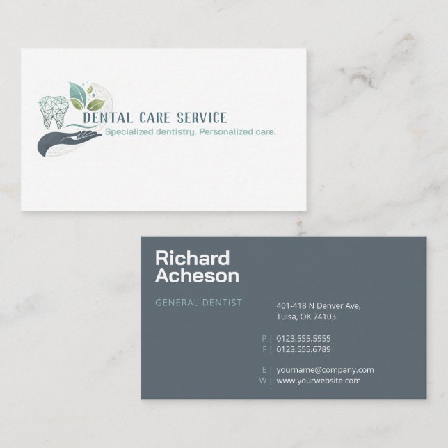 Carte De Visite Dentiste professionnel | Service de soins dentaire (Devant / Derrière)