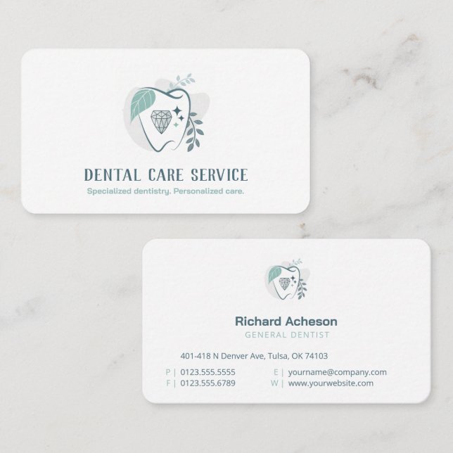 Carte De Visite Dentiste professionnel | Service de soins dentaire (Devant / Derrière)