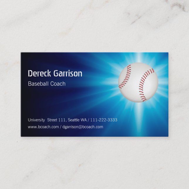 Carte de visite d'entraîneur de baseball (Devant)