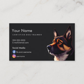 Carte de visite d'entraîneur de chiens avec berger