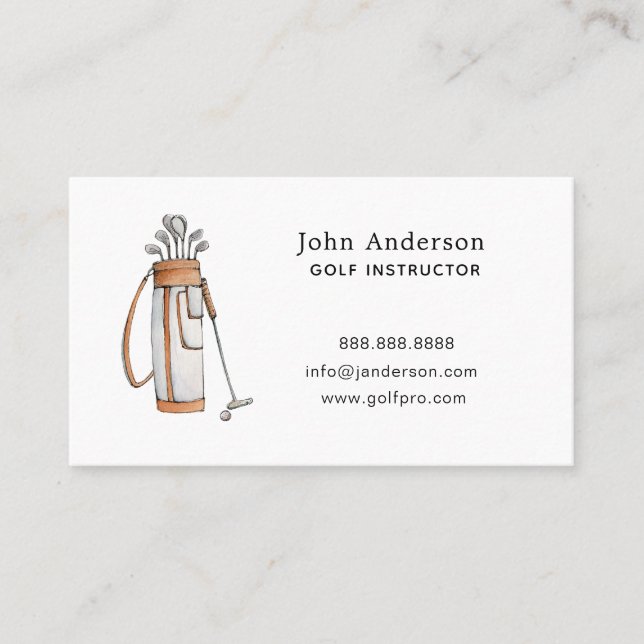 Carte de visite d'entraîneur de golf avec sac de g (Devant)