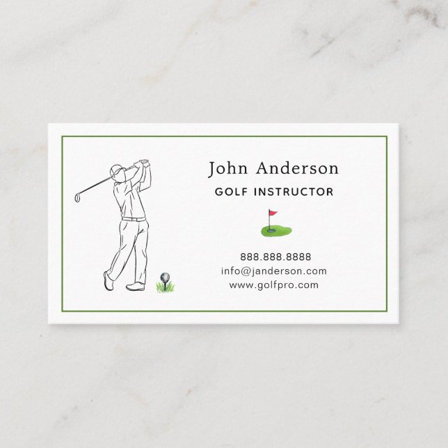 Carte de visite d'entraîneur de golf professionnel (Devant)