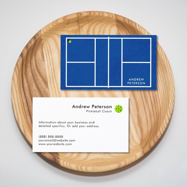 Carte de visite d'entraîneur de pickleball Blue Co (Créateur téléchargé)