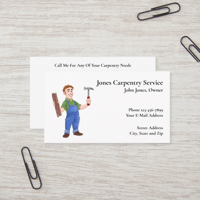 Carte de visite d'entrepreneur en construction de  (Devant/Arrière en situation)