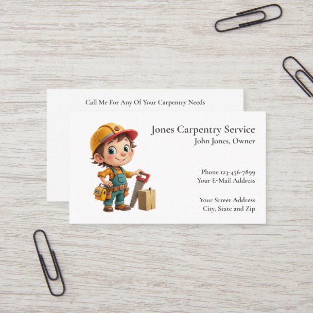 Carte de visite d'entrepreneur en construction de  (Devant/Arrière en situation)