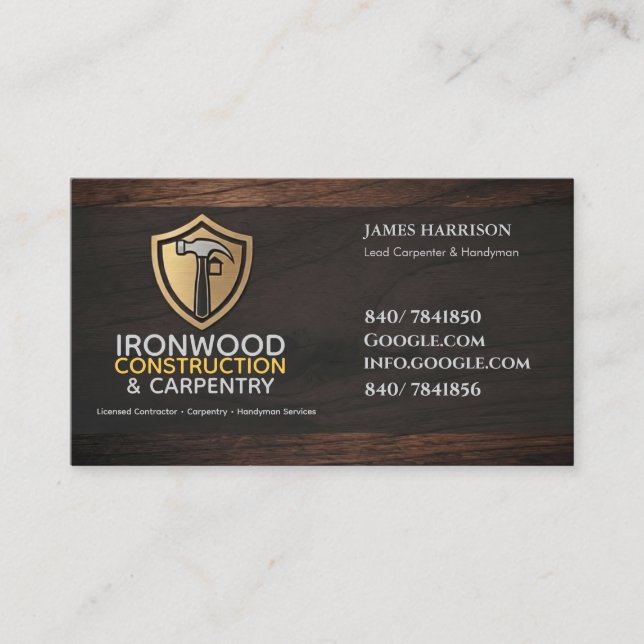Carte de visite d'entreprise de construction en bo (Devant)