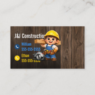 Carte de visite d'entreprise de construction profe