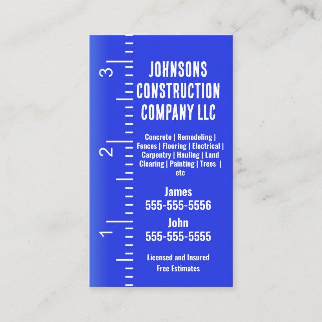 Carte de visite d'entreprise de construction ruban (Devant)