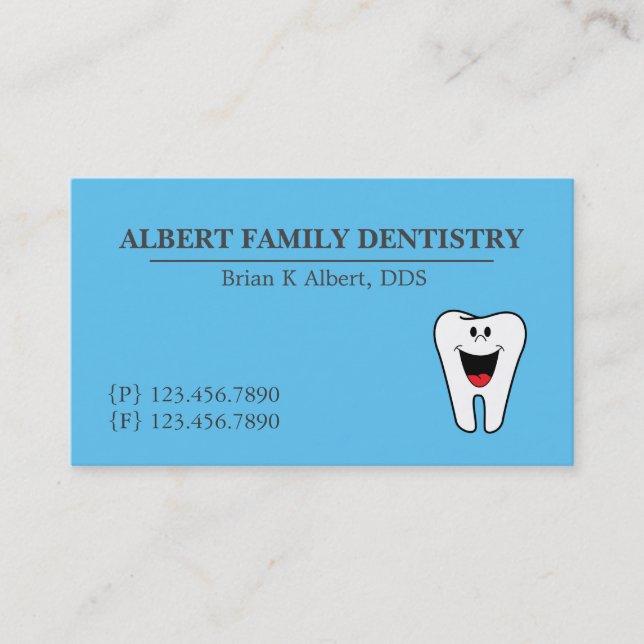Carte de visite d'entreprise de dentiste dentister (Devant)