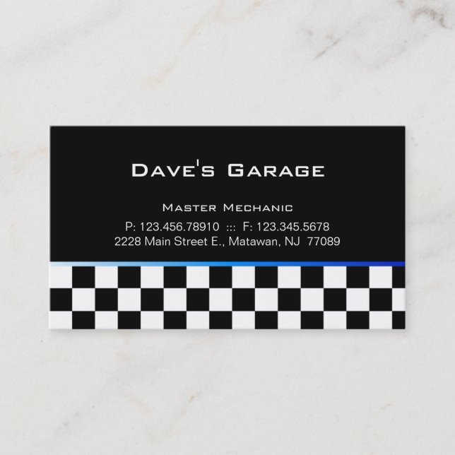 Carte de visite d'entreprise de garage automobile  (Devant)
