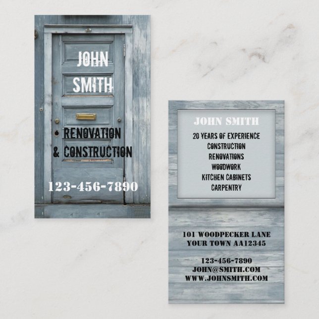 Carte de visite d'entreprise de rénovation de cons (Devant / Derrière)