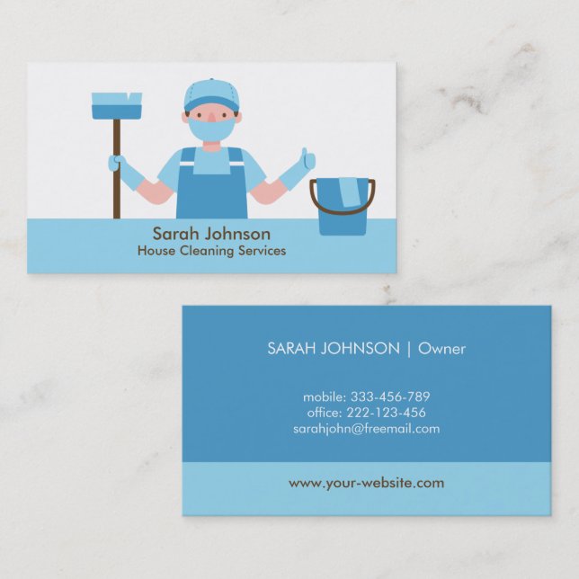 Carte de visite d'entreprise de service de nettoya (Devant / Derrière)