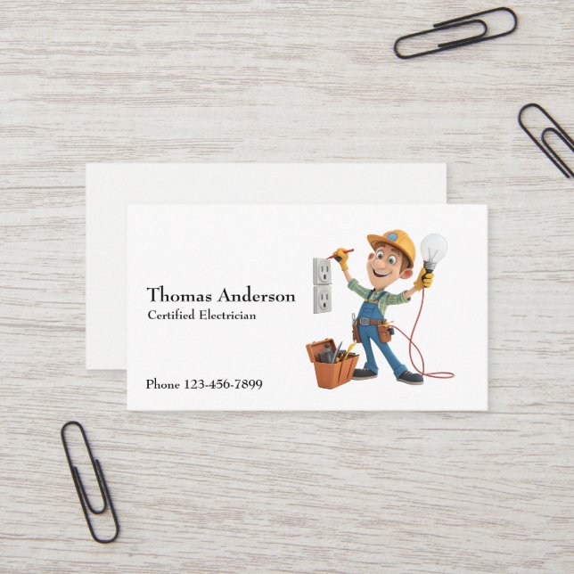 Carte de visite d'entreprise d'électricien (Devant/Arrière en situation)