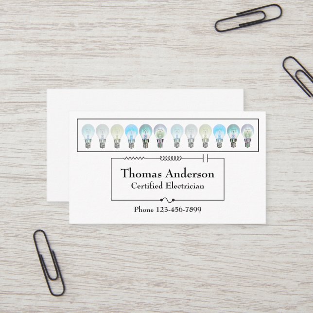 Carte de visite d'entreprise d'électricien (Devant/Arrière en situation)