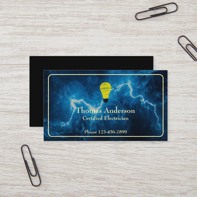 Carte de visite d'entreprise d'électricien (Devant/Arrière en situation)