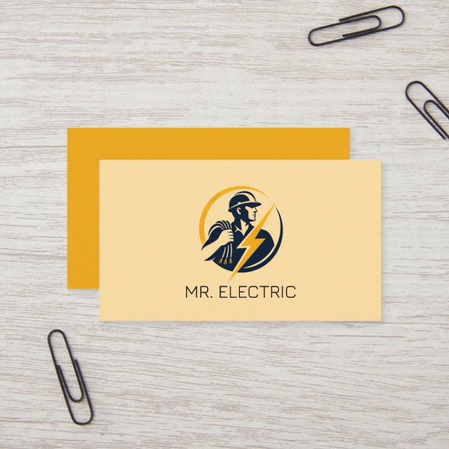 Carte de visite d'entreprise d'électricien (Devant/Arrière en situation)