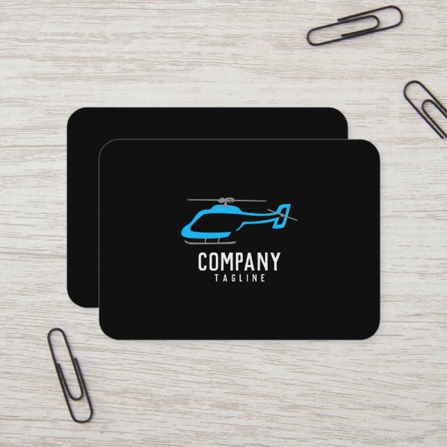 Carte de visite d'entreprise d'hélicoptère (Devant/Arrière en situation)