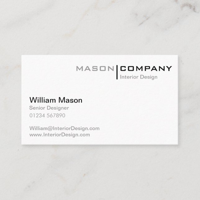 Carte de visite d'entreprise minimaliste blanc (Devant)