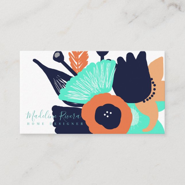 Carte de visite d'entreprise moderne florale magni (Devant)