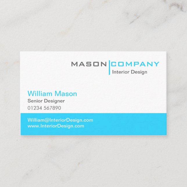 Carte de visite d'entreprise Turquoise & White (Devant)