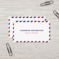 Carte de visite d'enveloppe de courrier aérien rou