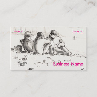 Carte De Visite Des amis assis sur la plage dessinant