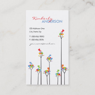 Carte De Visite Des Arbres À Arc En Ciel Coloré Et De Mignons Twee