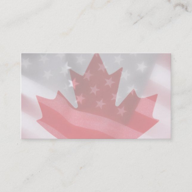 carte de visite des drapeaux américains et canadie (Devant)