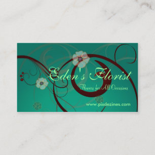 Carte De Visite Des frissons florales, du vert Turquoise