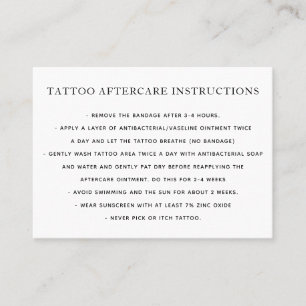 Carte de visite des instructions de tatouage posts