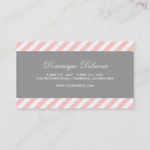 Carte de visite des rayures diagonales rose et gri