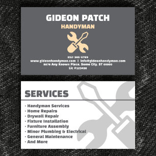 Carte de visite des services de bricolage gris pro