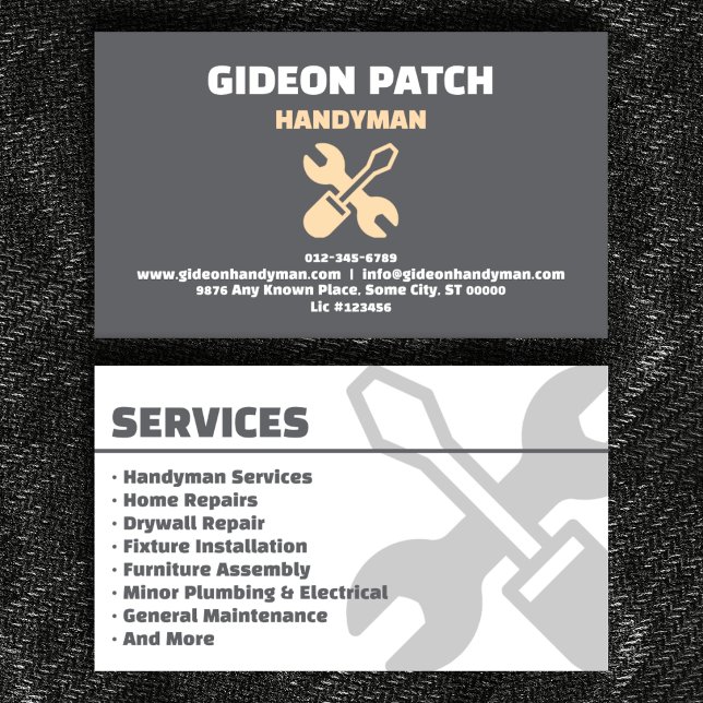 Carte de visite des services de bricolage gris pro (Créateur téléchargé)