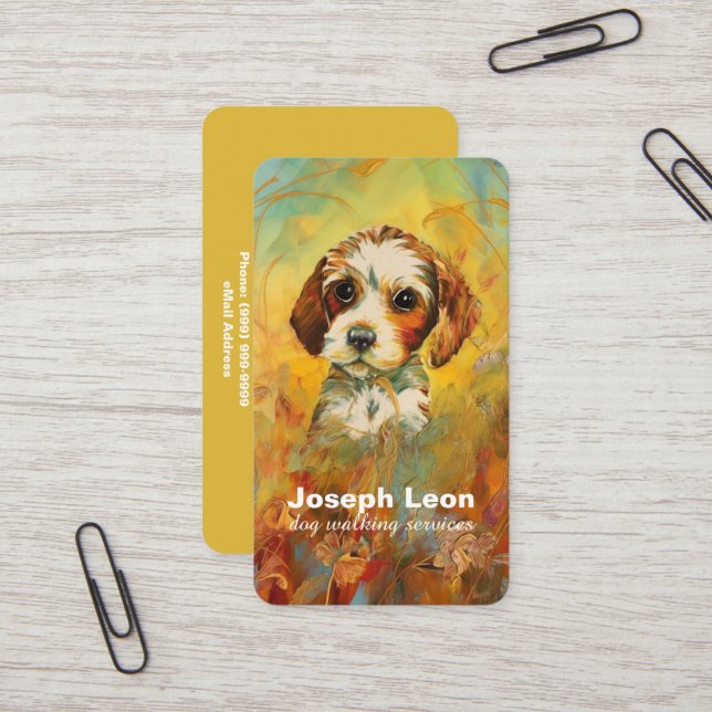Carte de visite des services de marche pour chiens (Devant/Arrière en situation)