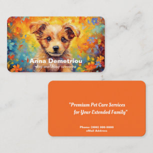 Carte de visite des services de marche pour chiens