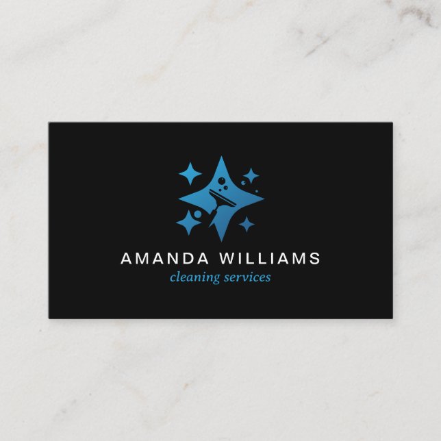 Carte de visite des services de nettoyage Blue Hou (Devant)