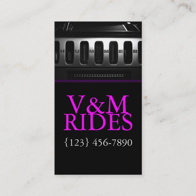 Carte de visite des services de pilotes Limousines (Devant)