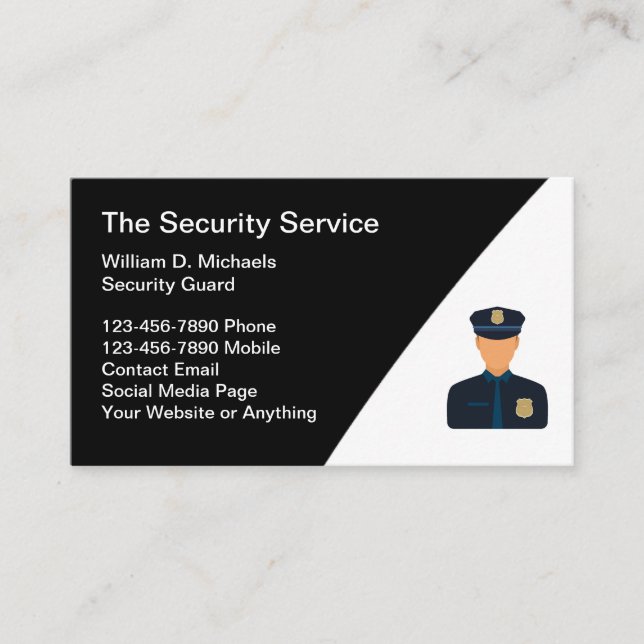 Carte de visite des services de sécurité Modèle mo (Devant)