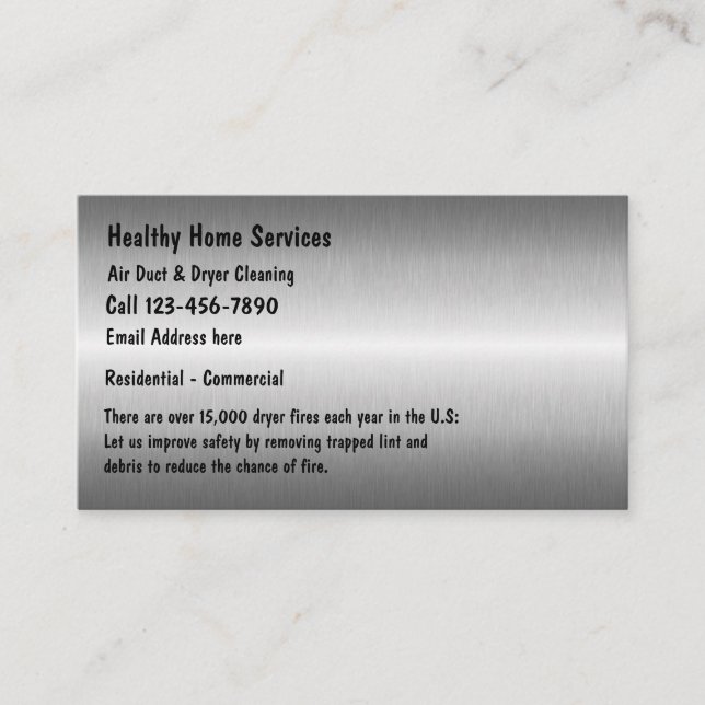 Carte De Visite Des services plus secs de nettoyage de conduit (Devant)