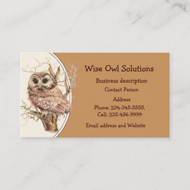Carte de visite des solutions de hibou scié sur me (Devant)