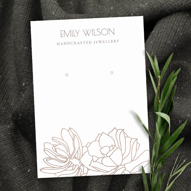 CARTE DE VISITE DESERT CACTUS SUCCULENT BLUSH ROSE EARRING AFFICHA (Créateur téléchargé)